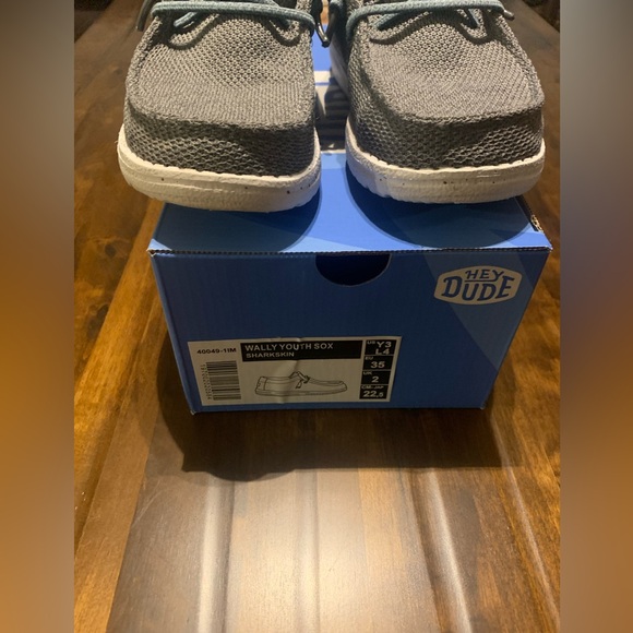 🌟EUC Kids Hey Dude Wally Sz 3 (grey/blue) - Picture 6 of 10